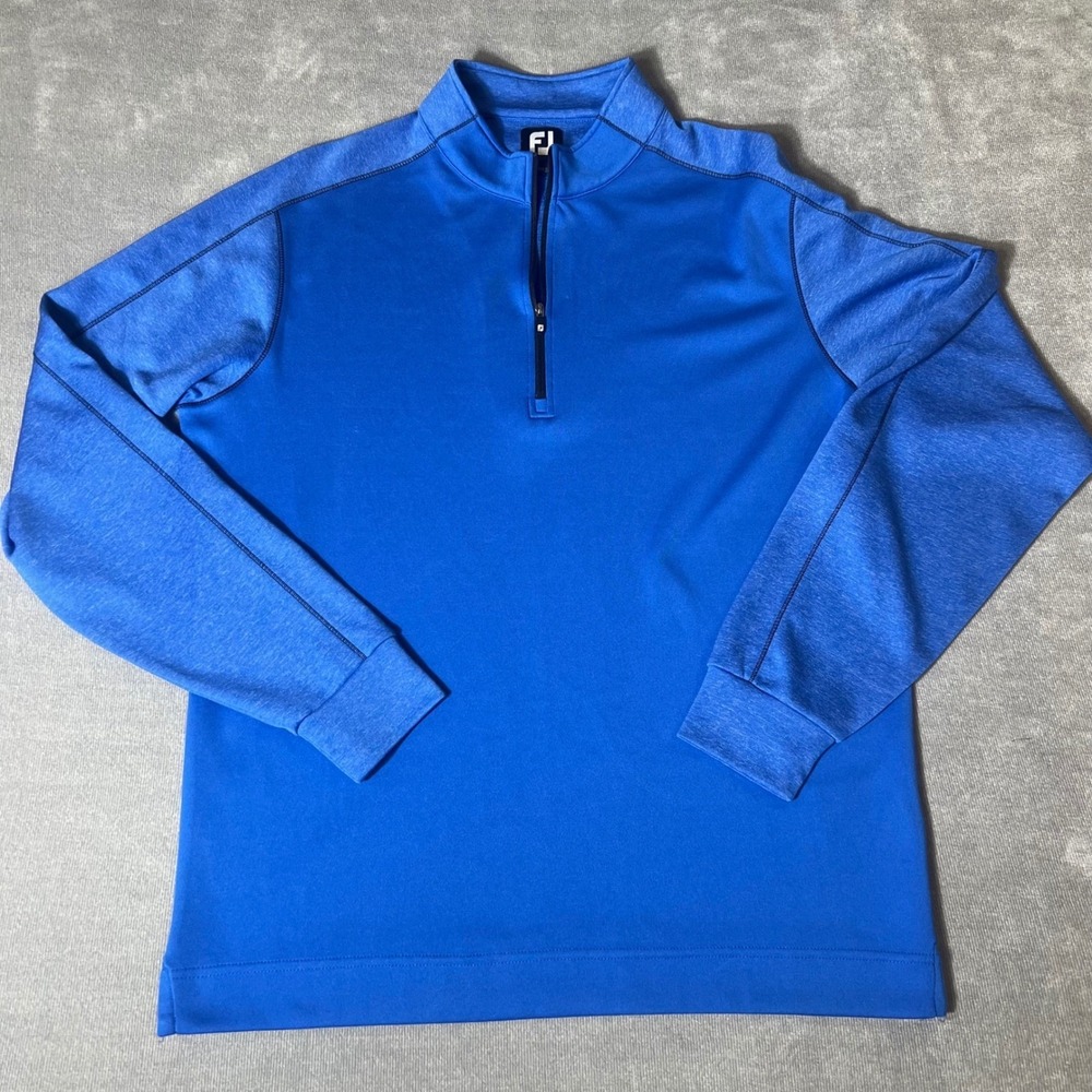 FootJoy FJ Mens Quarter Zip Golf Pullover Blue Performance Large L